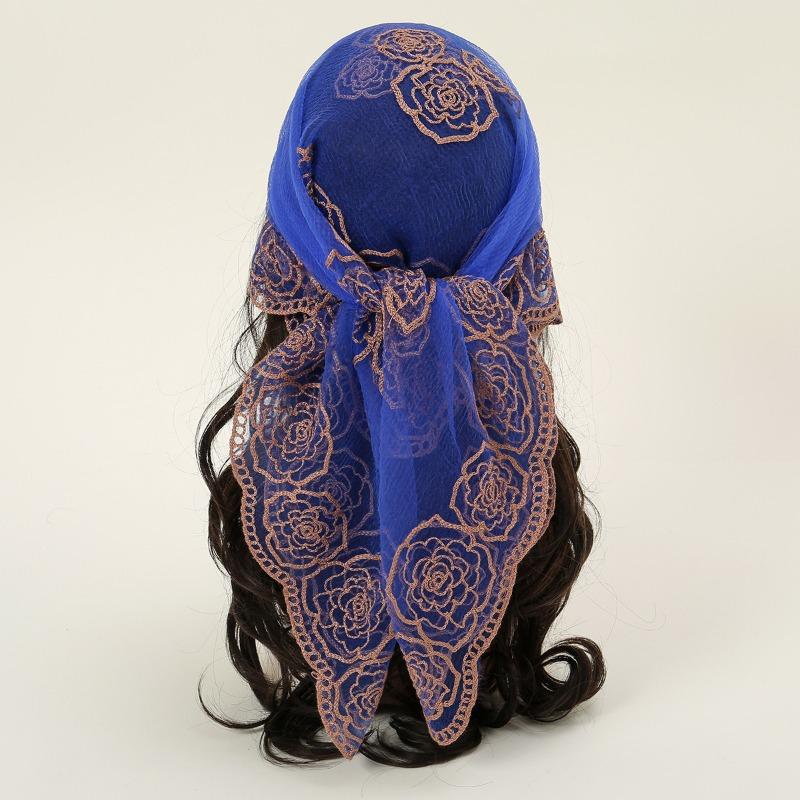 * CM Popular Embroidered Square Scarf Decorative Silk Scarf Fashionable Versatile Rose Bag Headscarf