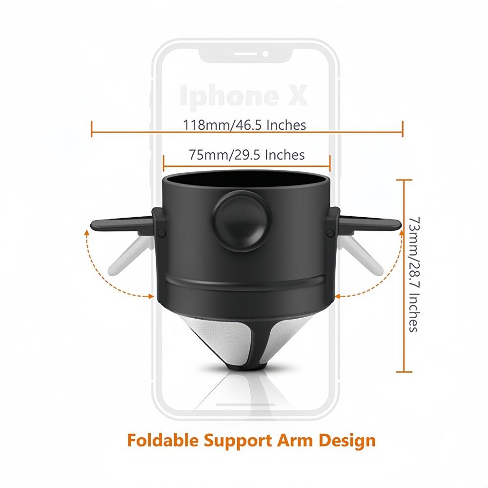 Coffee Filter Cup 304 Stainless Steel Double Layer Filter Foldable Hand Brewed Filter Portable Home Office Travel Coffee Utensil
