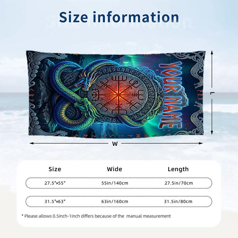 Witchcraft Theme Beach Towel Personalized Custom Name & Text Soft Quick Dry Beach Towel for Swimming Travel