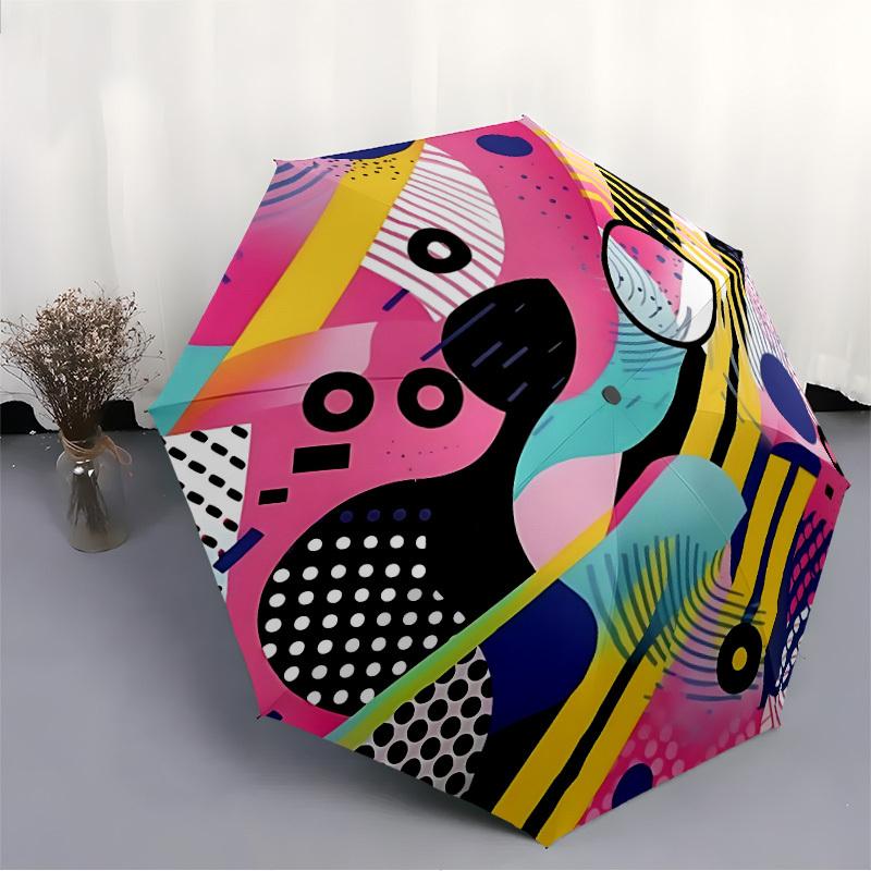 1pc Abstract Art Print Automatic Open/Close Umbrella - Compact Travel Umbrella, Gift for Birthday, yy251208120