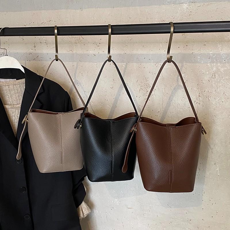 Women's Bucket Handbag Commuter Shoulder Bag Soft Material Work Bag Vegetable Basket Style Crossbody Bag Fashionable Trend
