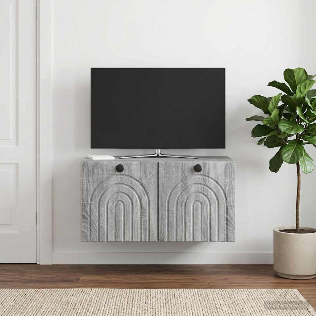 Wall Mounted TV Cabinet Grey Sonoma 59.5 x 31 x 30 cm