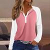 Women's T Shirt Color Block Button Long Sleeve Daily Weekend Fashion Basic V- Neck Regular Top