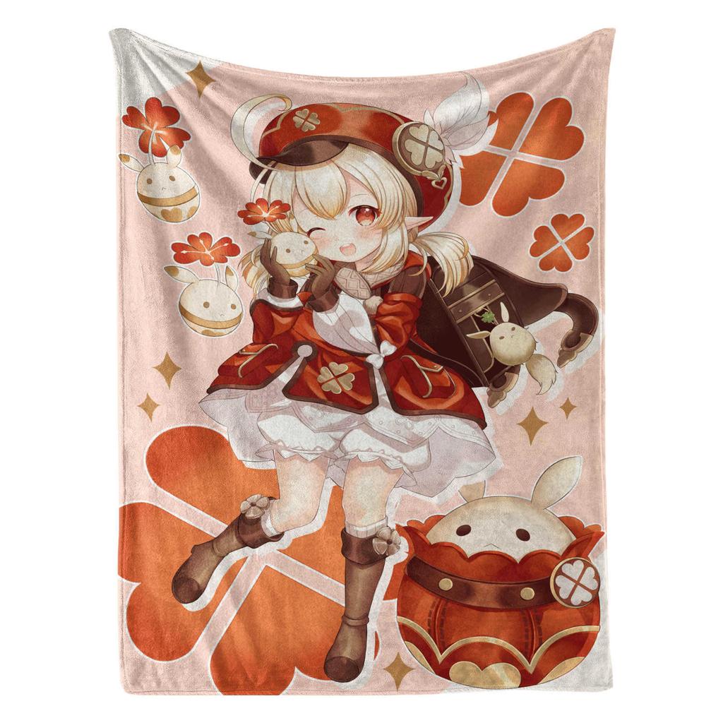 Genshin Impact Klee Cartoon Cute Blanket Cover Warm Soft Anime Flannel Knee Lanket Multifunctional Decoration Universal Blankets