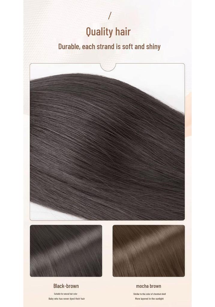 Natural Black Long Straight Hand-Woven Lace Wig Cap - Realistic Invisible Hairpiece for Daily Wear
