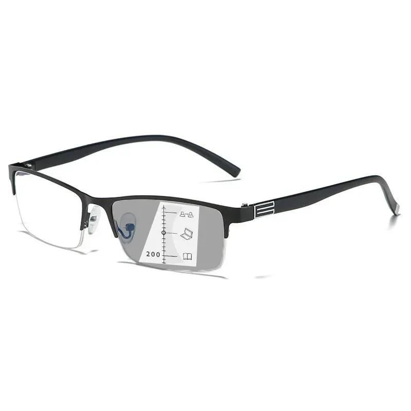 Half Frame Business Photochromic Reading-purpose Eyewear Ultra Lightweight Blue Lightweight Filtering Color-shifting Multifocal Intelligent Glasses