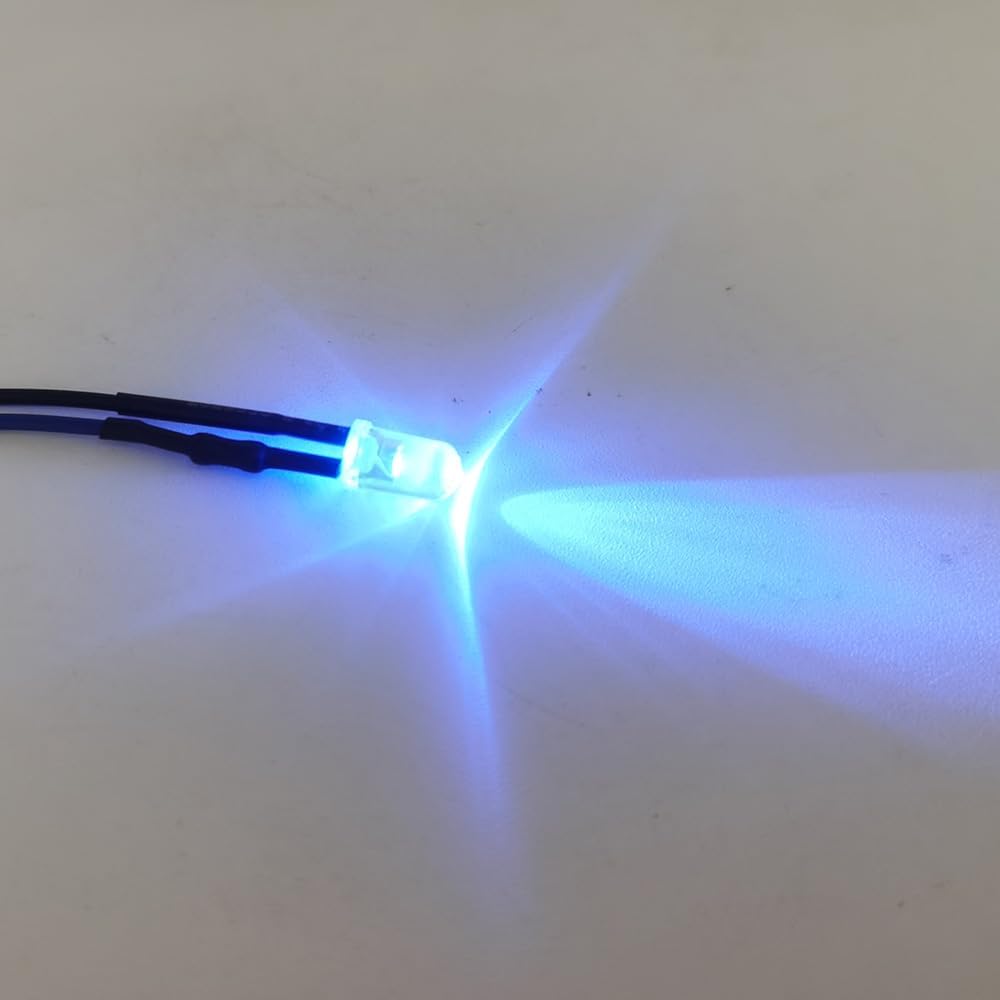 20pcs 12 Volt 5mm Blue Blinking LED Lights Emitting Diodes Pre Wired 7.9 inch DC 12v LED Light Clear Lens Small LED Lamps DIY Lighting Projects