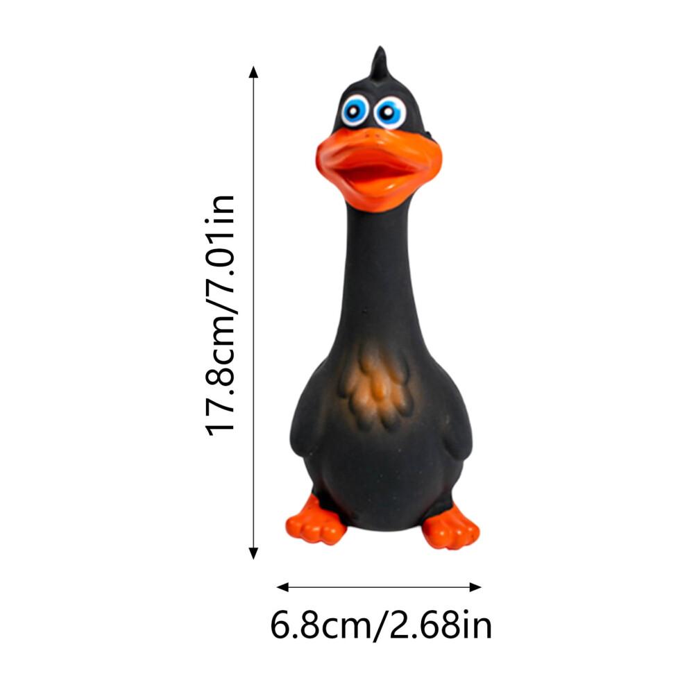 Funny Squeaky Chicken Dog Toy, Rubber Quacking Chew Toy for Boredom Relief – Durable Latex Stress Reliever, Interactive Squeeze Toy, Black, 7
