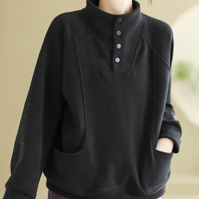 Sweatshirt for Women Cotton Oversize Fleece Thickened Loose Round Neck Casual Pullover Long Sleeve Top Sweatshirt