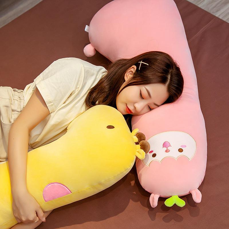 Cute Dinosaur Long Throw Pillow Plush Toy Bed Girls Sleep Pinch Legs Big Doll Removable Pillow