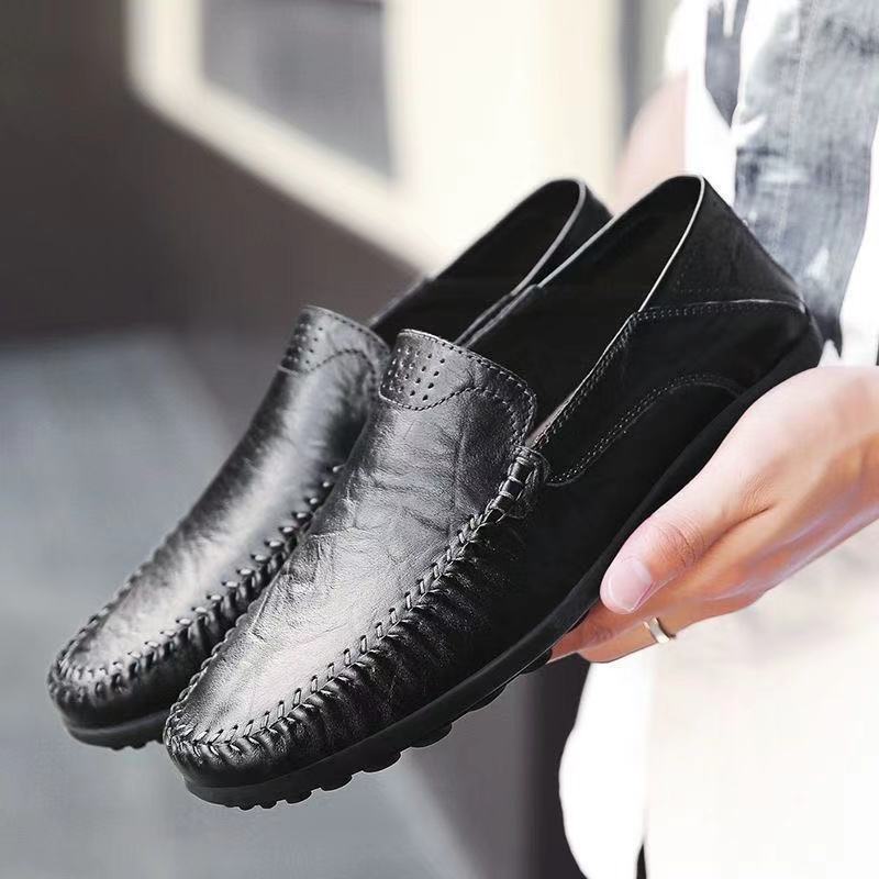 Autumn Leather Shoes Men Casual Beans Shoes Soft Sole Driving Shoes Leather Shoes