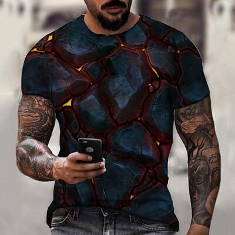 

Мужская футболка с принтом «Lava Flow» на Хэллоуин, унисекс, с круглым вырезом, 3D, повседневная праздничная одежда с коротким рукавом, футболка, повседневная 5XL