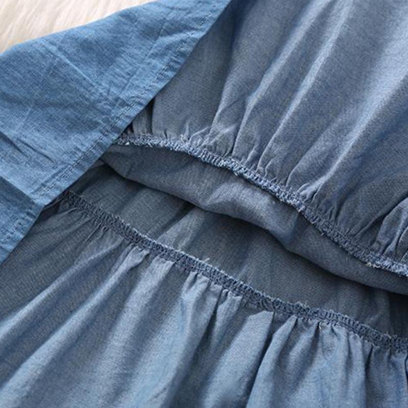 Girls Denim Skirt Summer A-line Thin Cake Skirt Pleated Skirt