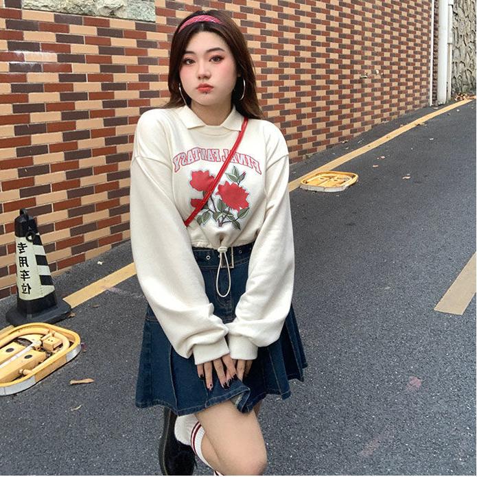 Women's Short Skirt Large Size Denim Half Body Skirt Sexy High Waist Short Skirt Pleated Waist A Word Half Body Skirt