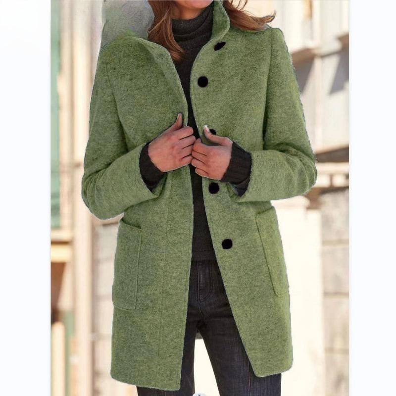 IHUASU Vintage Casual Lattice Print Long Sleeve Polo Neck Jacket for Autumn/Winter