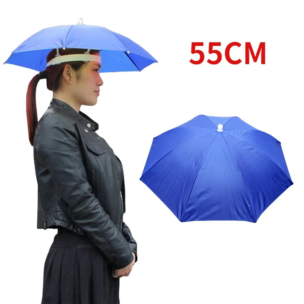 Outdoor Foldable Head Umbrella Hat Anti-Rain Anti-Sun Head-Mounted Headwear Sun Cap for Fishing Golf Cycling Hiking Camping