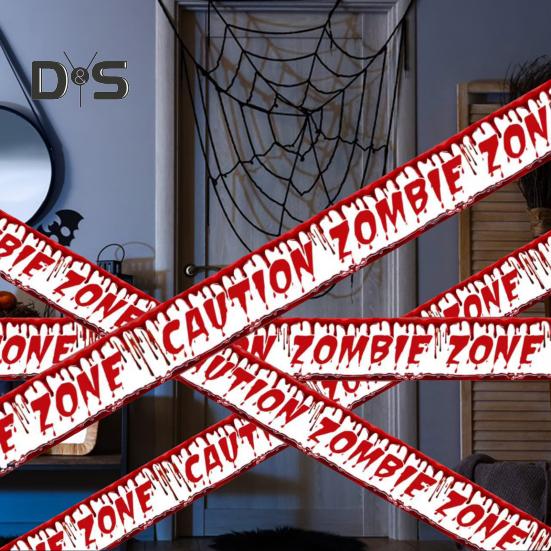 Halloween Warning Tape Outdoor Danger Warning Line Decoration Window Hanging Banner Scary Haunted House Prop Party Supplies