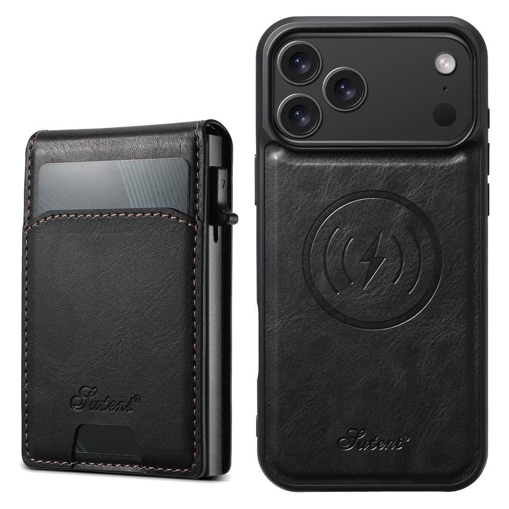 2 In 1 Detachable Magnetic Card Holder Waxed Grain Leather Case for iPhone 17 Pro Max 16 15 14 13 Shockproof For Magsafe Cover
