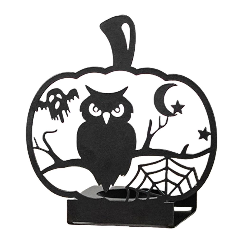Halloween Metal Tealight Holders Hollowed Ghostly Bat Cats Iron Candle Stand Candlestick for Home Centerpieces Decors