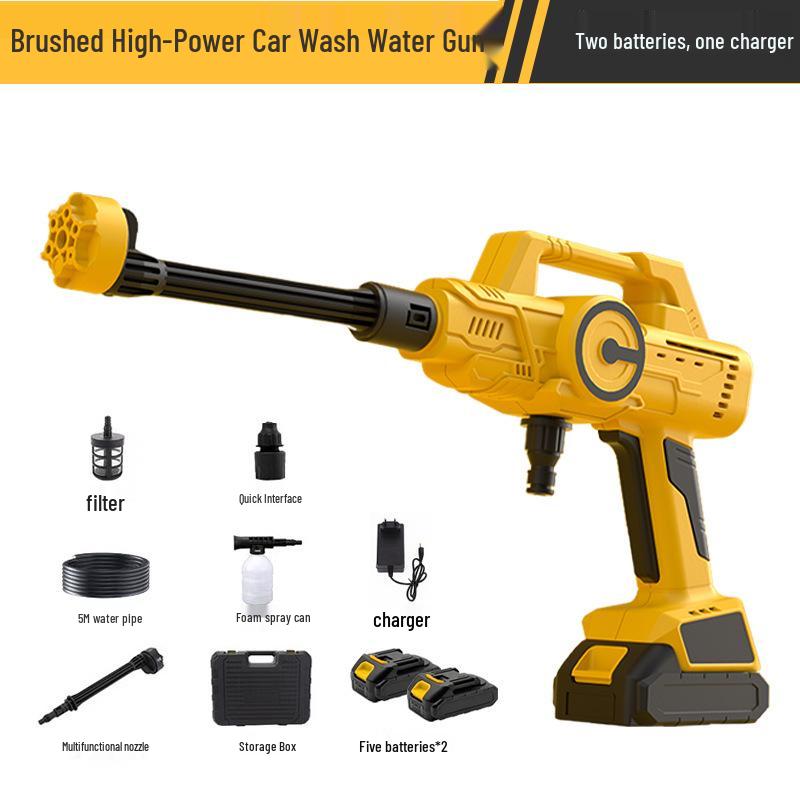Rechargeable Wireless High-Pressure Car Washer - Lithium Battery Powered High-Power Water Gun for Household Car Cleaning