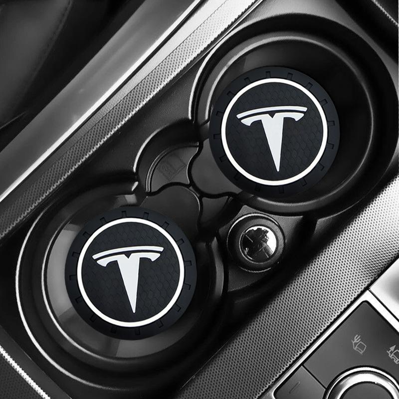 Car Cup Mat Anti-slip Bottle Holder Coasters Car Accessories For Tesla Model 3 Model S Model X Y Roadster Performance
