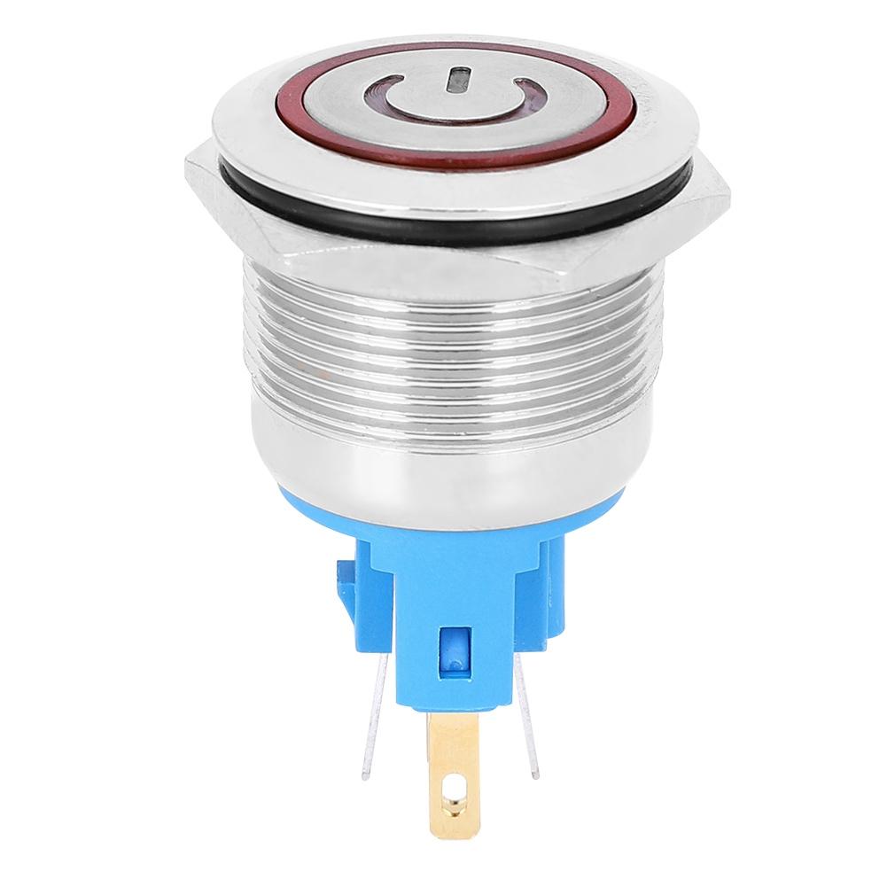 2Pcs DC3 6V 22mm 6 Pin Push Button Switch Stainless Steel Reset Button Switch with Sign