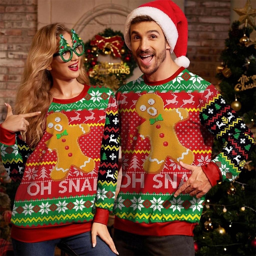 Fashion Men Women's T-shirt Christmas Funny Print O-Neck Pullover Top Casual Sweatshirt Kids Tees Top Clothing