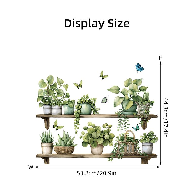 Watercolor Potted Plant Butterflies Wall Stickers For Living Room Decoration Wall Decals Bedroom Home Decor Background