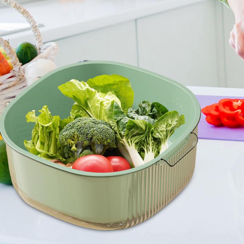 Küchensiebe Schüssel Set Multifunktionale Waschschüssel und Sieb Doppelschichtige Abtropfschüssel Obst Gemüse Waschkörbchen