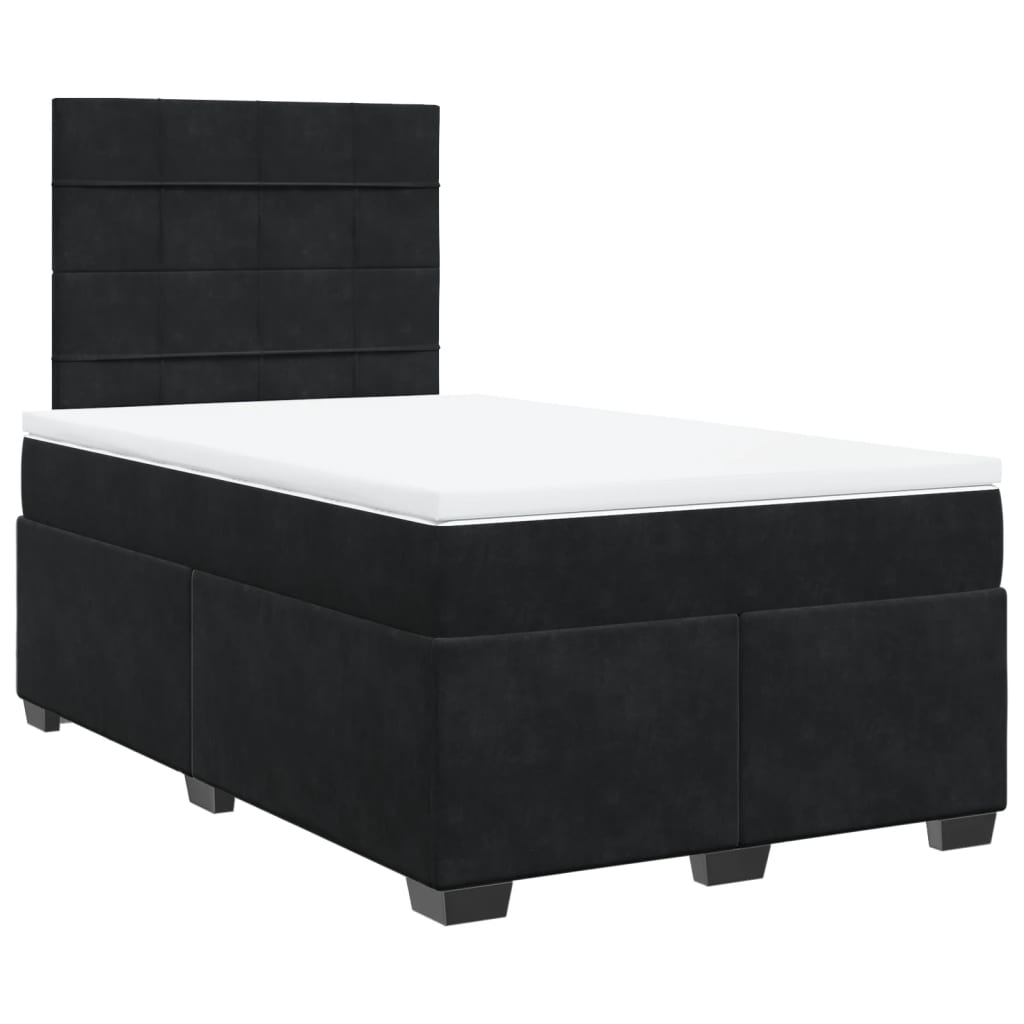 Box Spring Bed with Mattress Black 120 x 190 cm Velvet