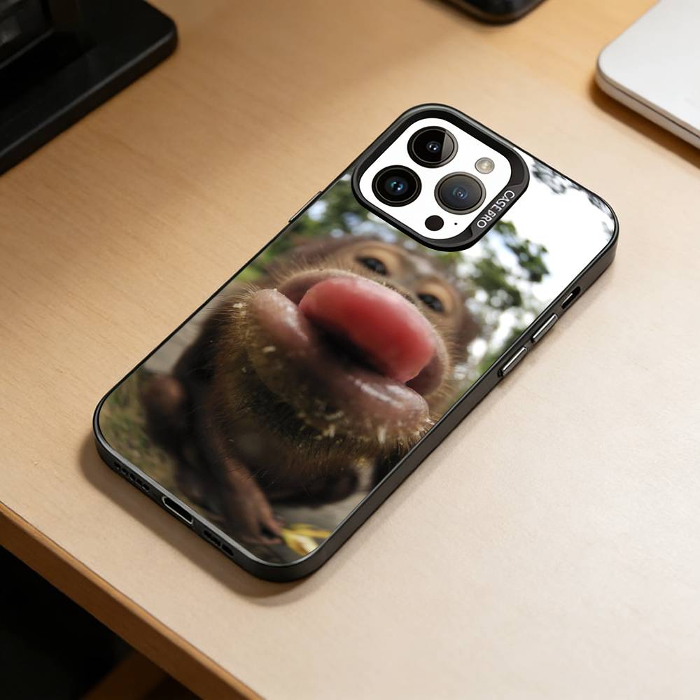 Funny Cute Monkeys Phone Case For iPhone 17,16,15,14,13,12,11 Plus,Pro Max,XS,Colored Silver Plated Inside Cover