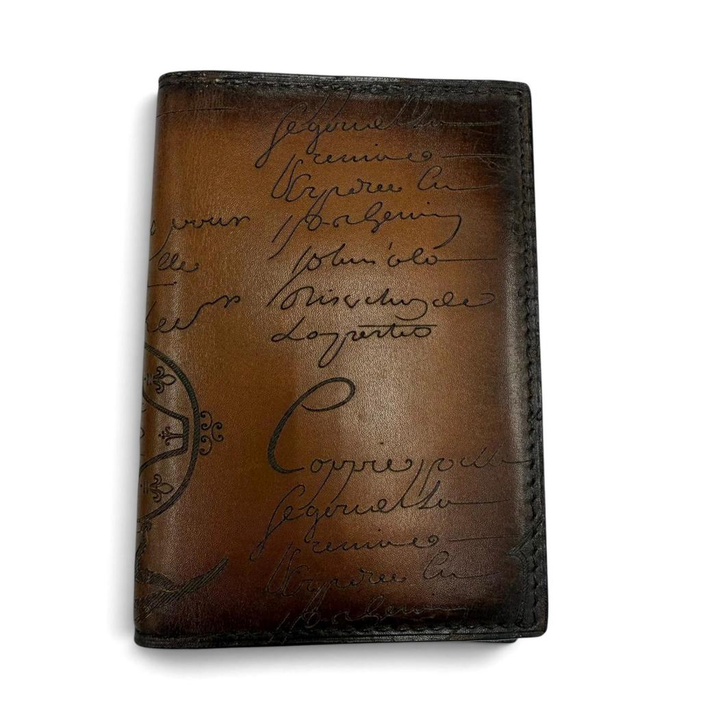 Excellent BERLUTI Jagua Flap Card Holder Venice Current product Calligraphy Used