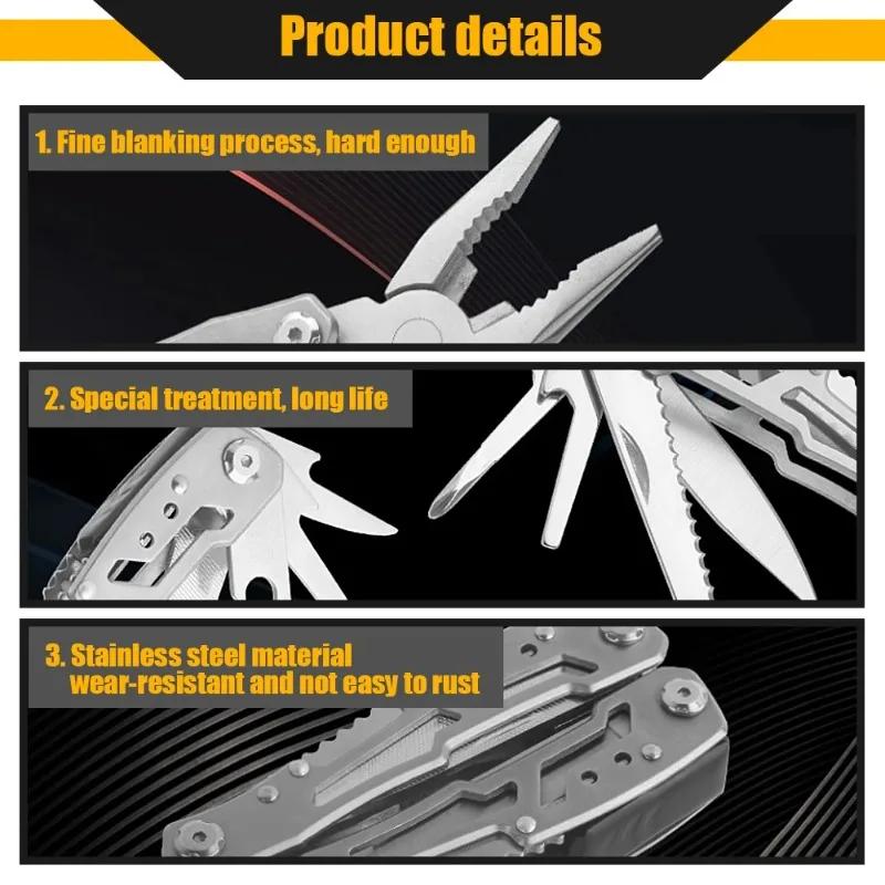Stainless Steel Multi-tool Pliers Outdoor Combination Knife PliersMulti-purpose Pliers Tools Folding Portable