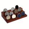 Secure Wood Coin Collection Display Stand Trapezoid Multi Layer with Stable Base for Family Safe Environments