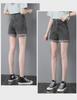 Women's High-Waist A-Line Denim Shorts - Summer Thin Style, Double Button, Loose Fit, Rolled Hem, Versatile & Slimming.