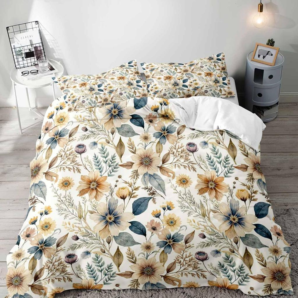 Pastoral Style Birds Plant Bedding Sets New 3d Printed Farmhouse Bed Cover Comforter Duvet Cover Pillow Case Bedroom Decoration