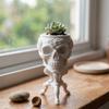 Gotische Schädel-förmige Tischvase Gruselige Dunkle Mini-Skelett-Blumentopf Puppenhaus-Dekoration