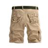 Men Cargo Shorts Mid-rise Button Zipper Closure Casual Shorts with Multi Pockets Solid Color