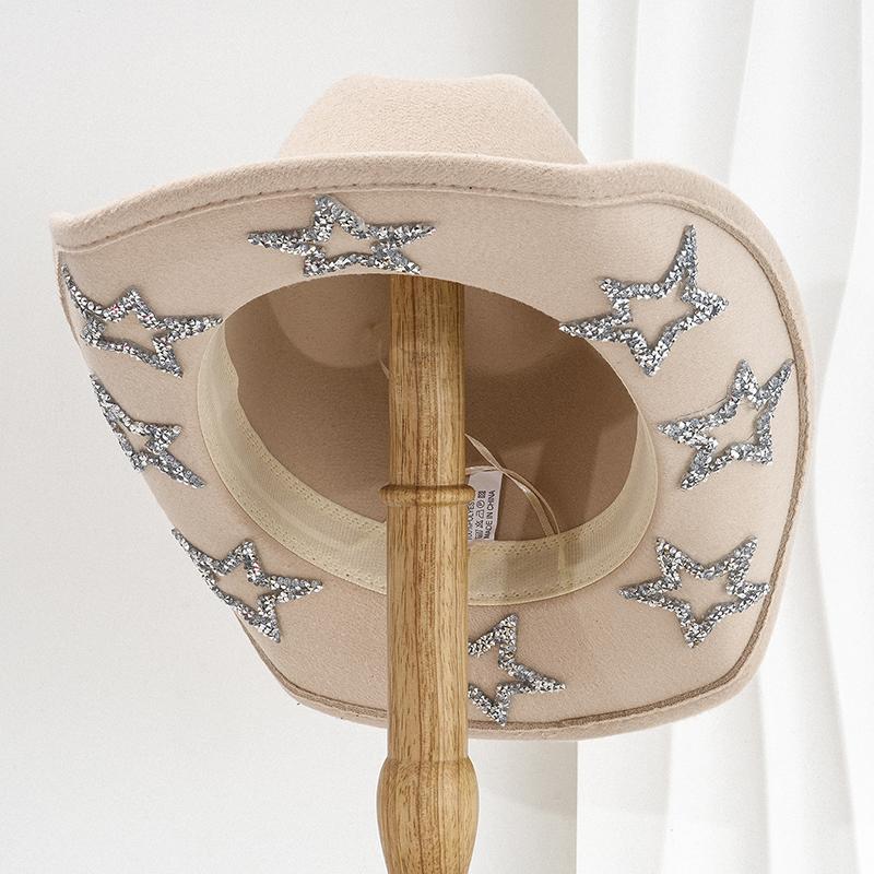 Rhinestone Star Western Hats Women Men 2026 Vintage Wide Brim Cowgirl Hat Woman Fashion Crystal Party Wedding Caps Ladies