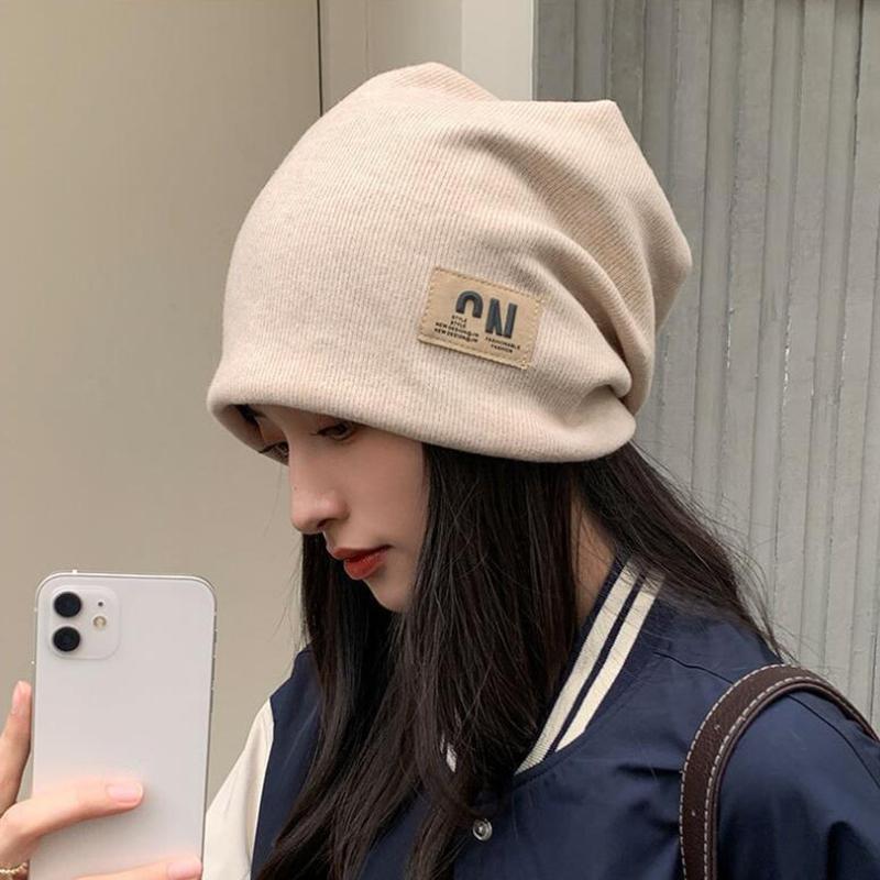 Korean Knit Beanies for Women Winter Warm Loose Skullies Outdoor Windproof Pullover Hats Unisex Skullcap