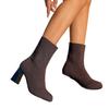 Large size high heels thin boots children autumn and winter new small square head medium tube thick heel elastic cloth socks boots women