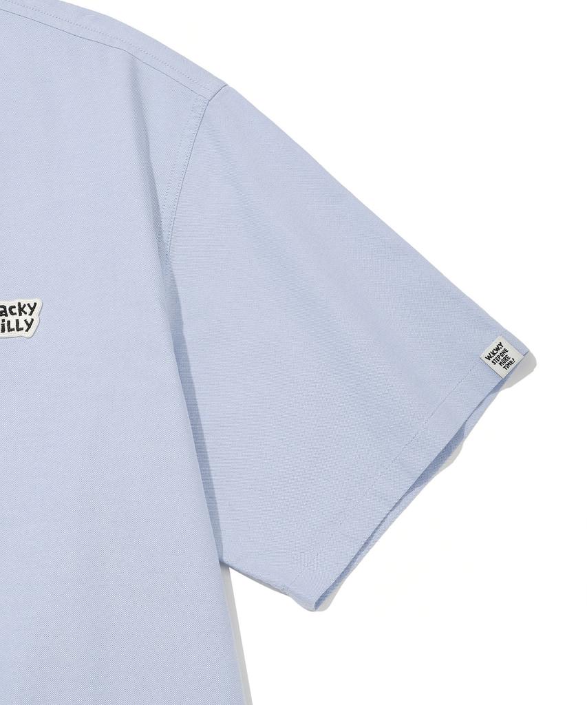 WACKY WILLY Wappen Oxford Short Sleeve Shirt Blue