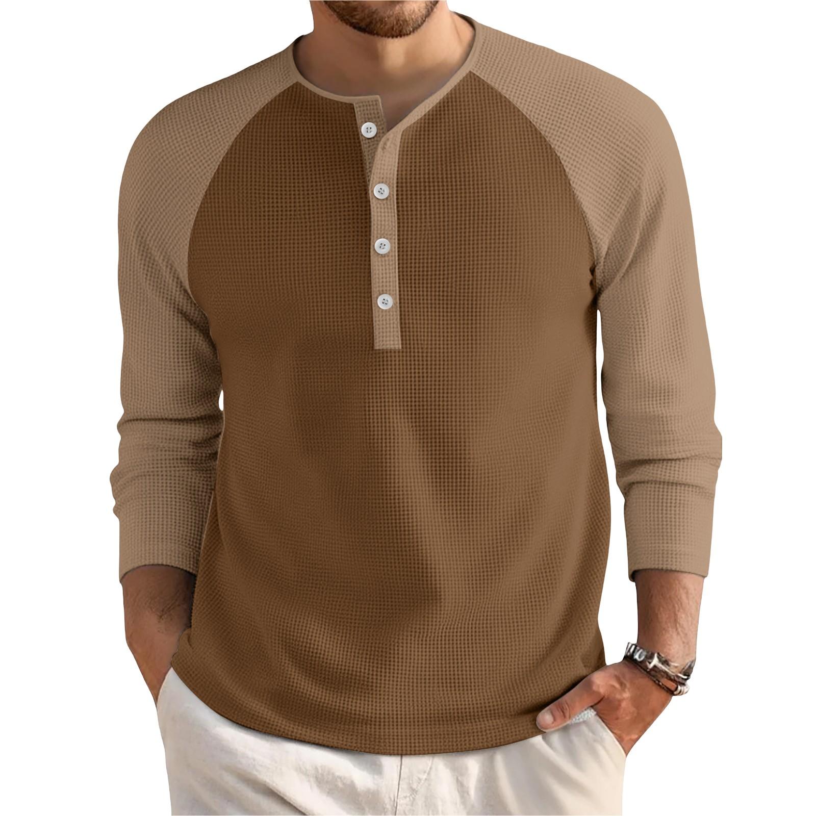 

Мужской свободный повседневный топ с длинным рукавом и воротником на пуговицах XXXL