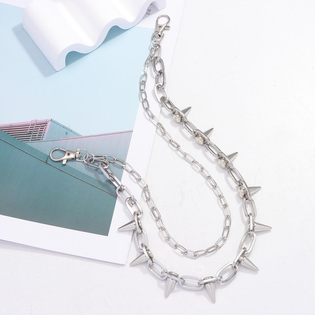 

Hip Hop Metal Rivet Double Layer Waist Chain For Men And Women Summer Party Fashion White K