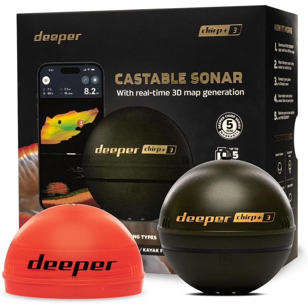 Беспроводной эхолот для рыбы без бренда Deeper Chirp+ 3D-картографирование глубины со встроенным GPS