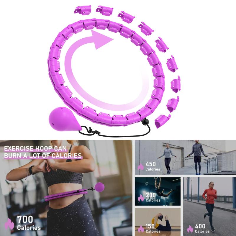 Smart Fitness Hoop Adults Weight Loss Massage Sport Hoops 24 Detachable Links 360° Non Dropping Plus Size