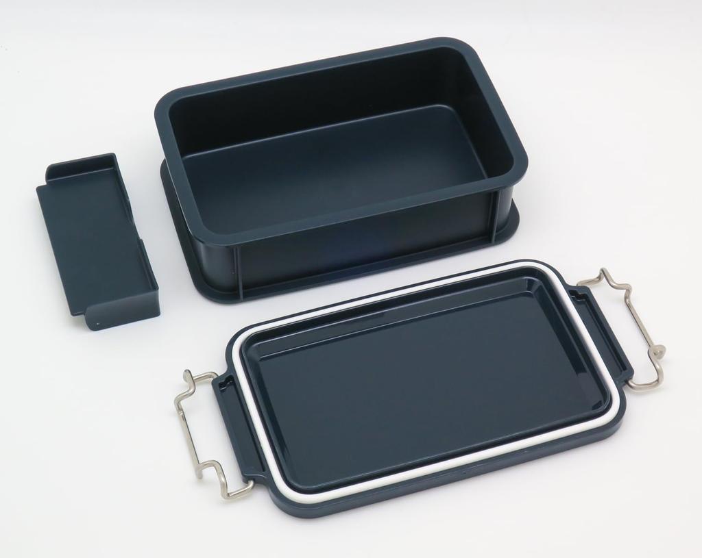 OSK CONTAINER Bento Navy with Made In Dishwasher and Microwave Stain Locking and Suitable for Small and Students Box, 600ml, Blue, Dividers, Japan,