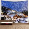 Supply Nordic Christmas Snow Town Fireworks Scenery Christmas Tree Tapestry Wall Mural