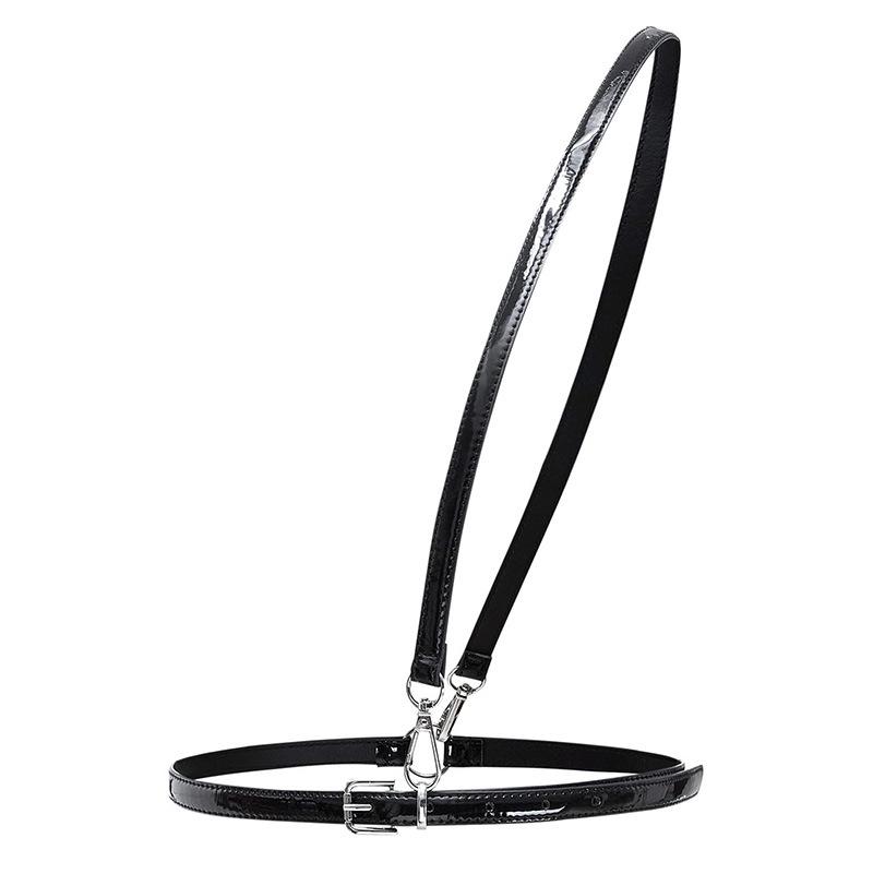 

Новый женский зеркальный ПУ черный тонкий ремень с бретелькой на одно плечо, универсальный, молодой, модный, повседневный, для ежедневной носки 103cm