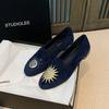 Studiolee French exquisite embroidery one-pedal velvet flat-soled soft-soled loafer beanie single shoes women